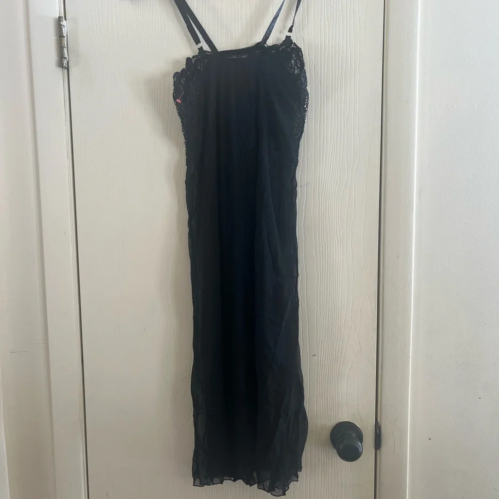 VTG Y2K Black Babydoll Lace WhimsyGoth Coquette Romantic Slip Chemise Dress - Picture 5 of 6